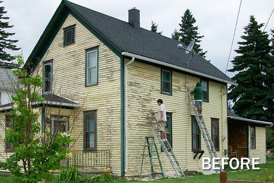 BEFORE Exterior Paint House Schwaller's Painting Staining & Drywall Wisconsin